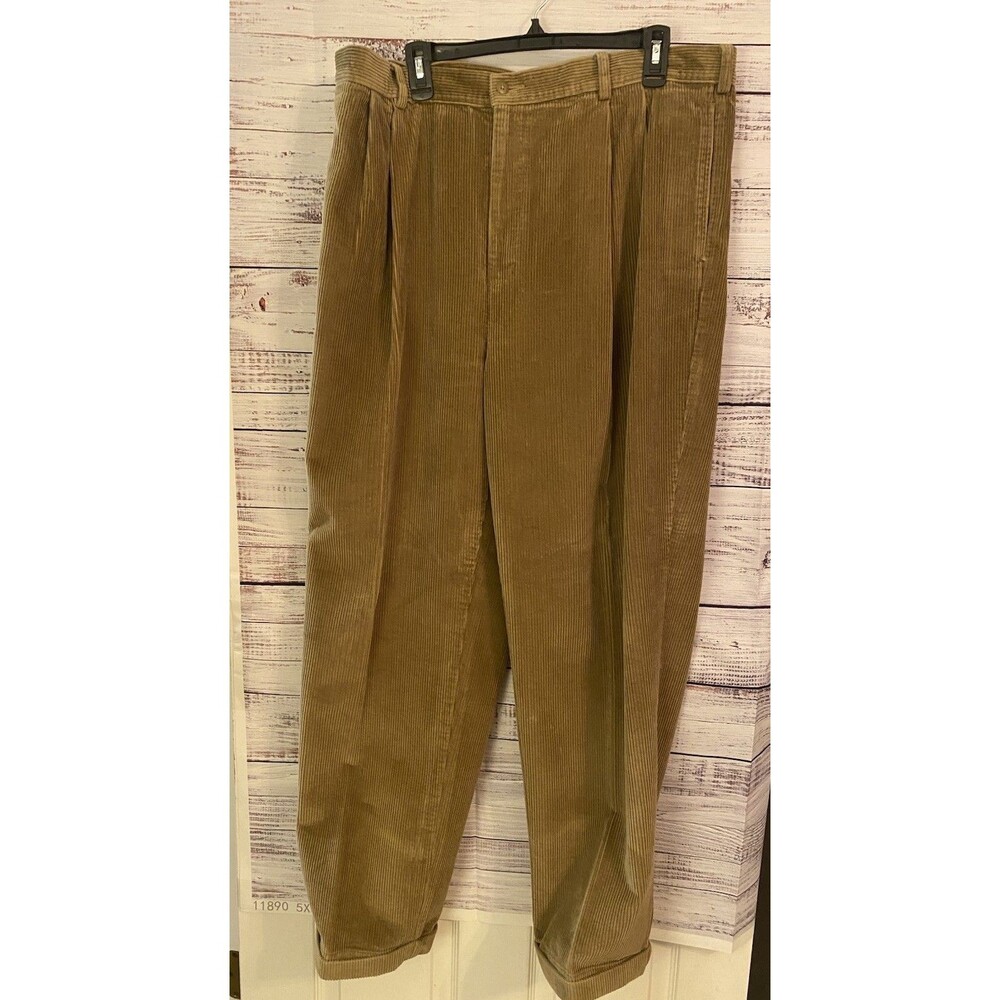Joseph A. Bank Wide Wale Corduroy Pleated, Cuffed, Beige Men's 40x 32 - 38x30.5